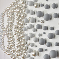 Medium: metallic acrylic paint on wooden spheres | Dimensions: 192in W x 48in H