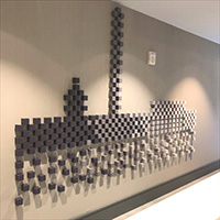 Cubes forming DC Skyline | Medium: acrylic on wood | Dimensions: 10 ft W x 6 ft H