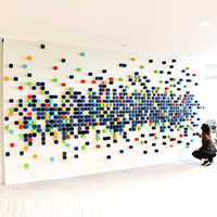 Cluster Pixelate | 17ft W x 6ft H | Medium: acrylic paint (qty 383) 2 ½ in wooden cubes