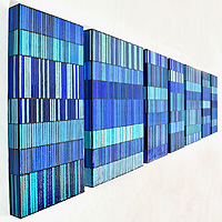 Coded Colonnade | Dimensions: 114in W x 24in H | Medium: acrylic and hi gloss resin on wood