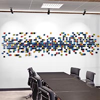 Cluster Pixelate | Dimensions: 16ft wide x 3ft high | Medium: acrylic on wood