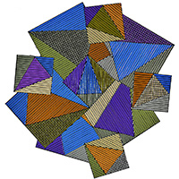 Fragmented Fractals I | Dimensions: 70in wide x 40in high | Medium: acrylic and high gloss resin on wood