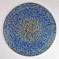 Fractured Circle Burst | Dimensions: 48in diameter x 1.5in deep | Medium: acrylic and hi gloss resin on wood