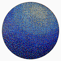 Fractured Sphere | Dimensions: 48in diameter x 1.5in deep | Medium: acrylic and hi gloss resin on wood