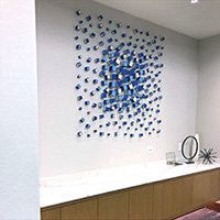 Cluster Cube Square | Dimensions: 60in W x 60in H | Medium: acrylic on wooden cubes