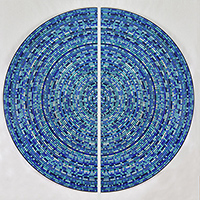Coded Circle | Dimensions: 59in diameter | Medium: acrylic and hi gloss resin on wood